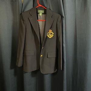 Lauren Ralph Lauren Navy Blue Crown Crest Logo Blazer